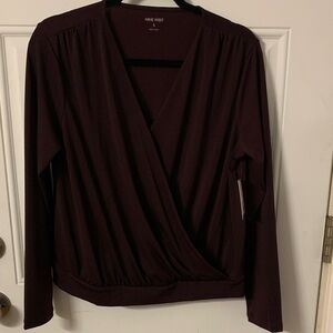 Nine West Rich Midnight Grape Wrap Blouse
